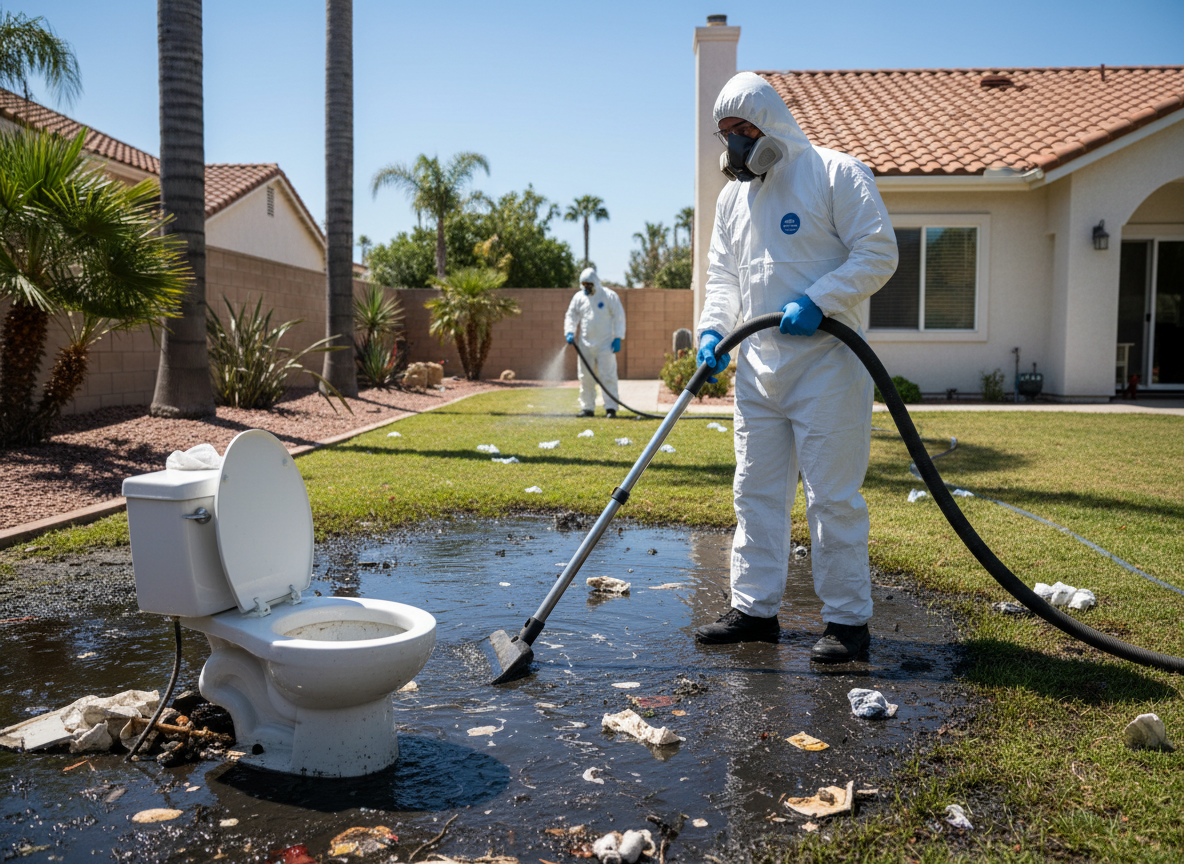 Toilet overflow cleanup in California