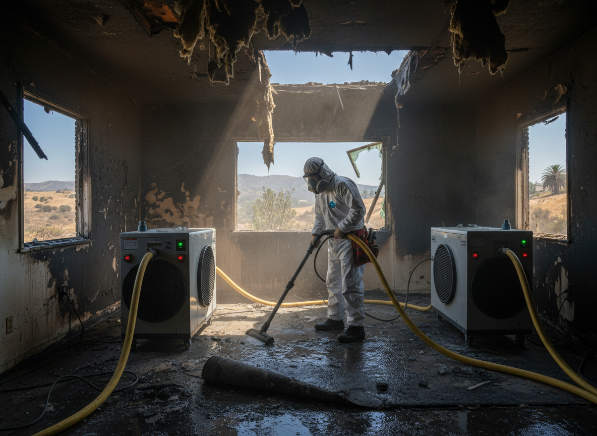 Water damage remediation after fire in California